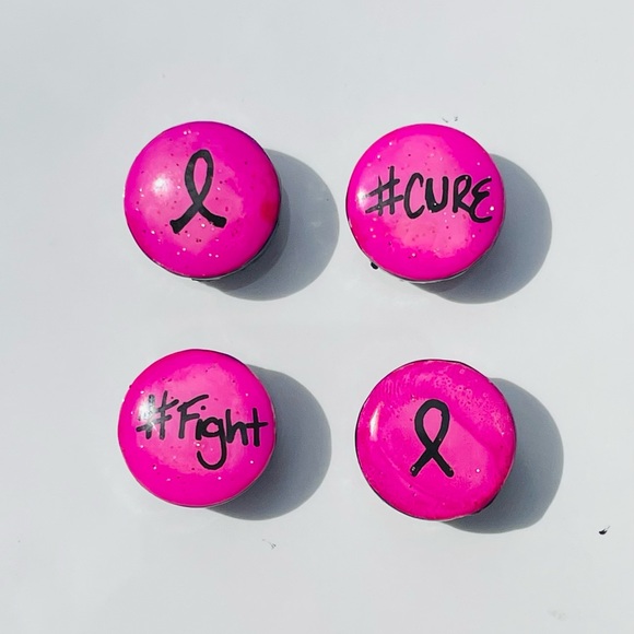 Hand Crafted Accents Pink Breast Cancer Mini Set Of 4